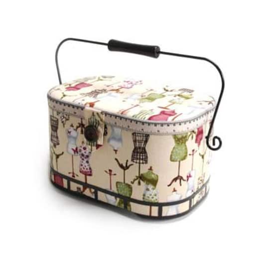 Dritz&#xAE; Vintage Dress Form Large Oval Sewing Basket with Removable Tray